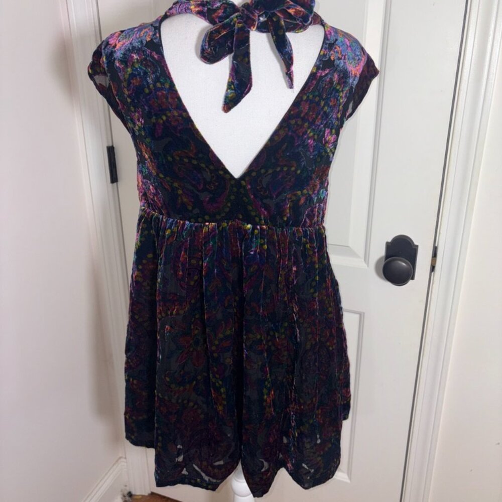 Free People Purple Paisley Velvet Mini Dress - Picture 11 of 15